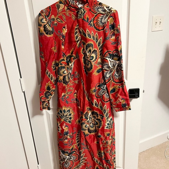 NWT Farm Rio Maxi Dress boho tropical Parrot Print Long Sleeves - Picture 14 of 15